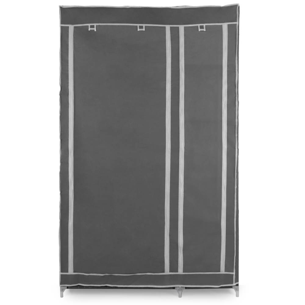 Armario ropero guardarropa de tela desmontable 110 x 45 x 175 cm gris doble  con puertas enrollables - Cablematic