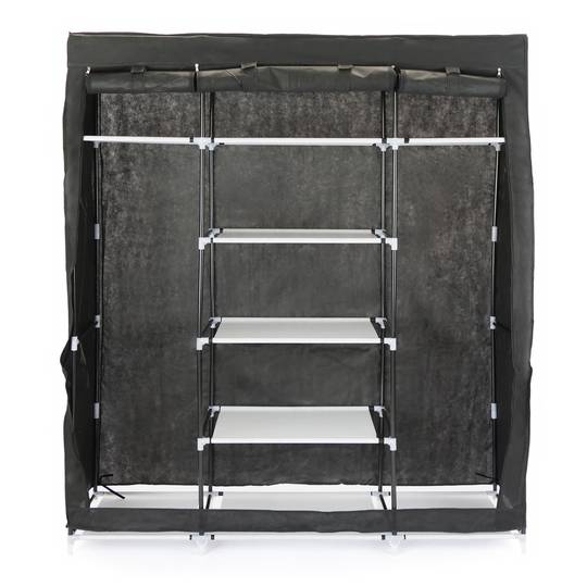 Szafa ubraniowa wyjmowana szafa tkaninowa 150 x 45 x 175 cm potrójnie czarna z bramami rolowanymi