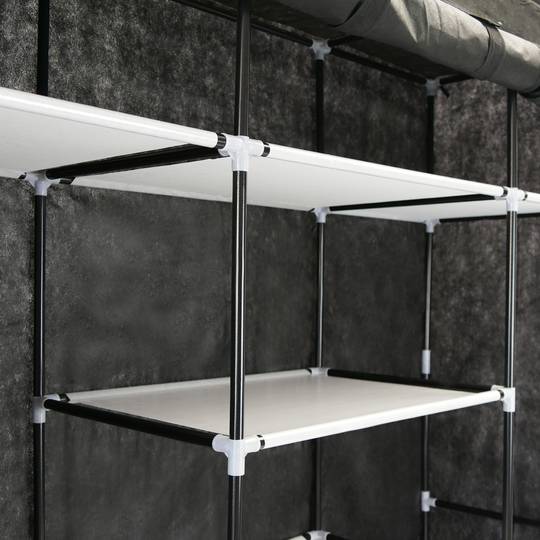 Szafa ubraniowa wyjmowana szafa tkaninowa 150 x 45 x 175 cm potrójnie czarna z bramami rolowanymi