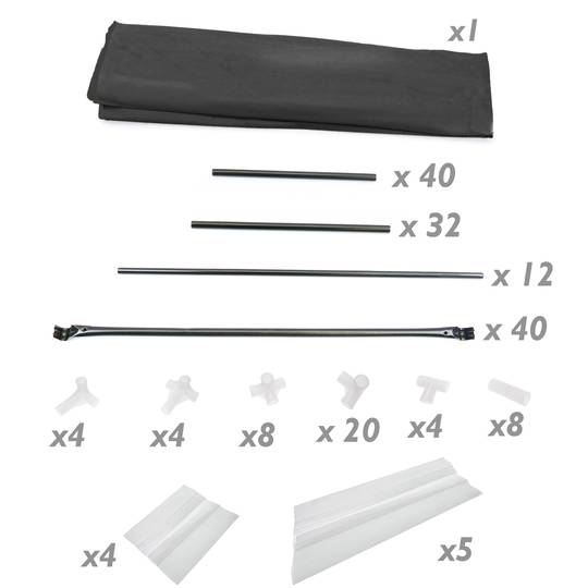Szafa ubraniowa wyjmowana szafa tkaninowa 150 x 45 x 175 cm potrójnie czarna z bramami rolowanymi