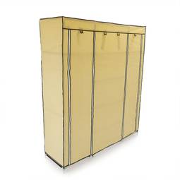 Garderobe Stoffschrank Faltschrank Kleiderschrank 150 x 45 x 175 cm beige dreifach mit Rolltoren