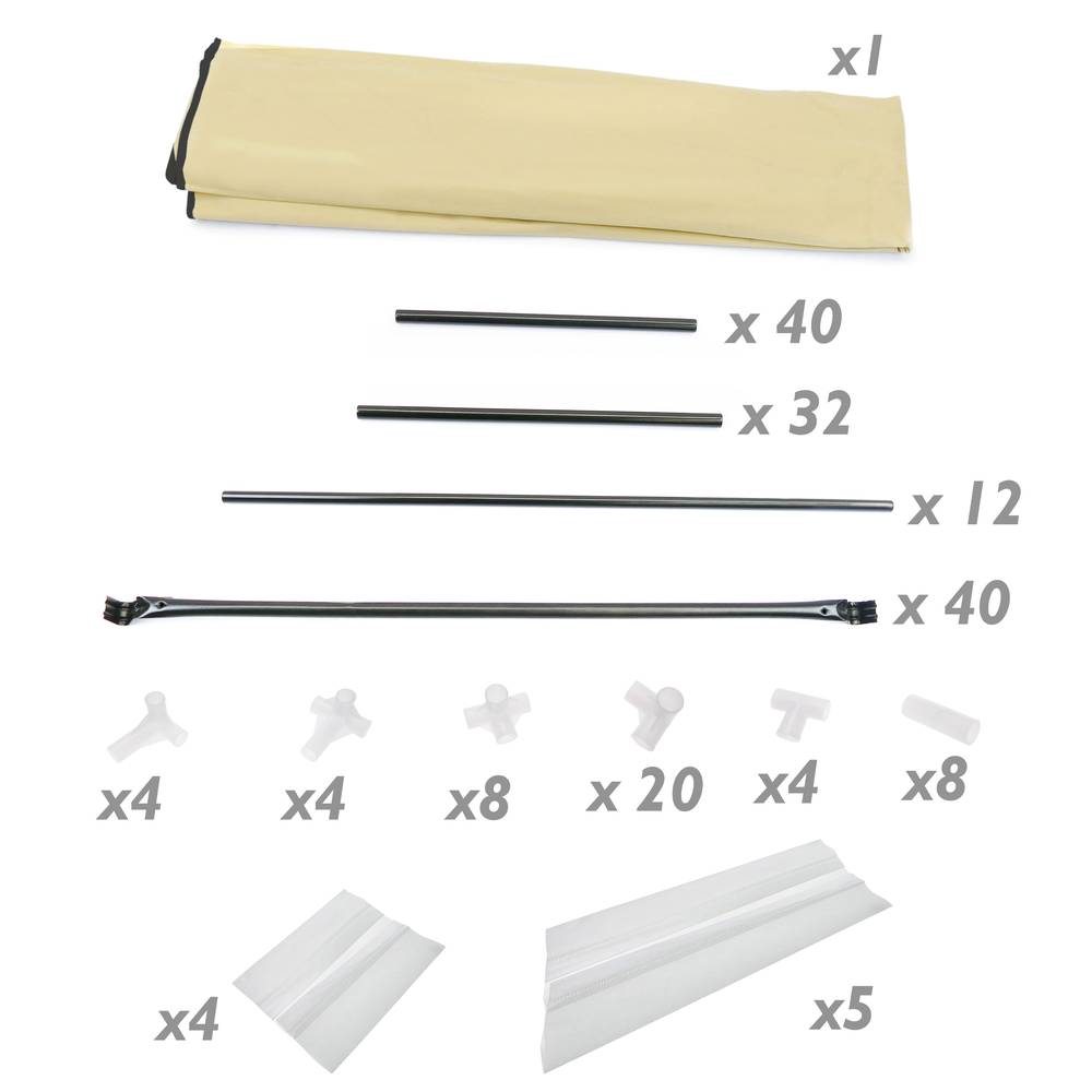 Fabric wardrobe for clothes storage and organiser 150 x 45 x 175 cm triple beige with roll-up door