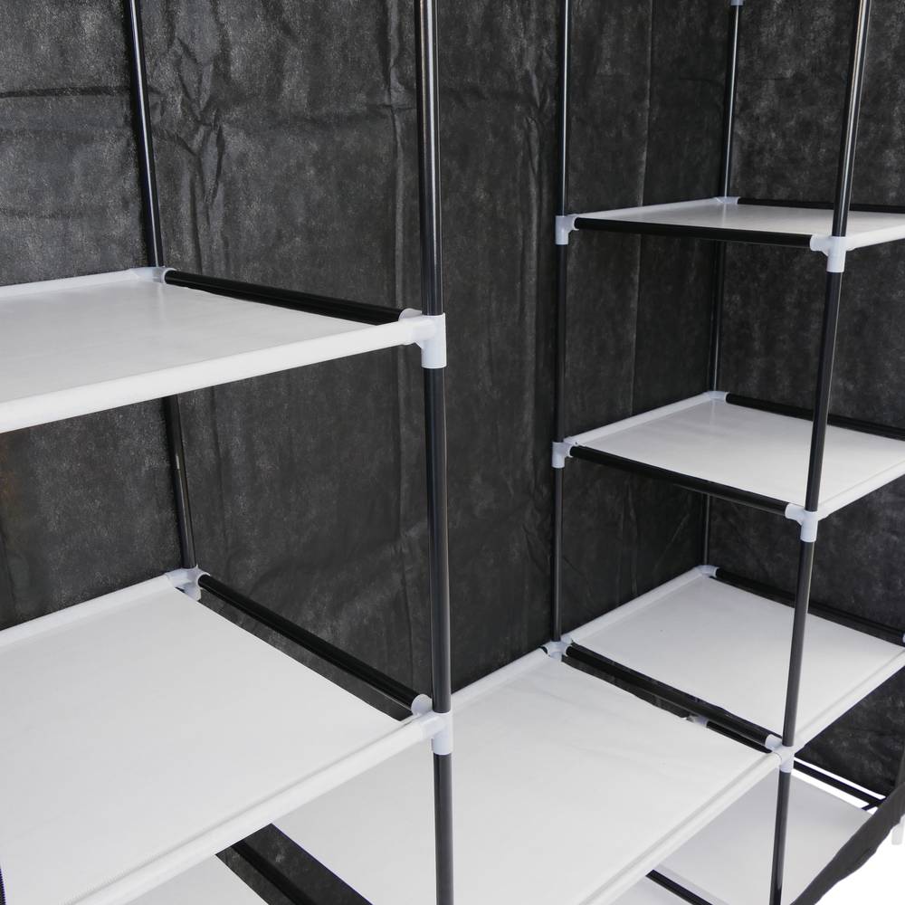 Kledingkast kast afneembare stoffen kledingkast 150 x 45 x 175 cm zwart met 3 roldeuren