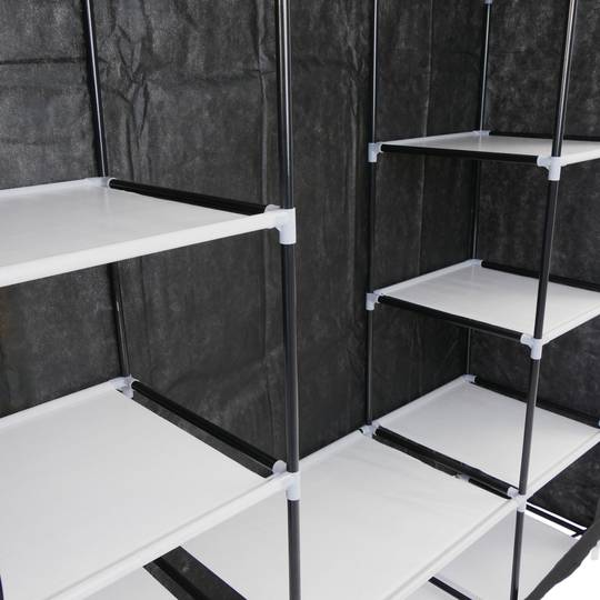 Kledingkast kast afneembare stoffen kledingkast 150 x 45 x 175 cm zwart met 3 roldeuren