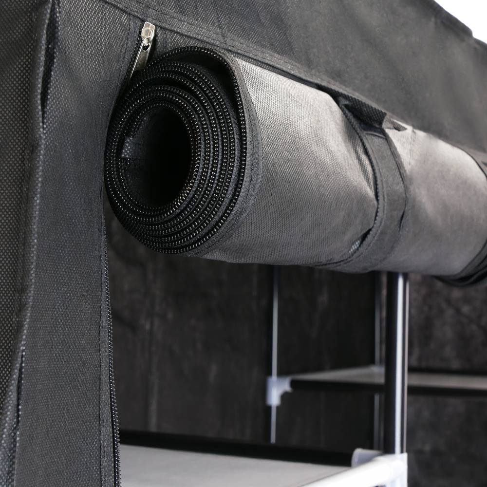 Kledingkast kast afneembare stoffen kledingkast 150 x 45 x 175 cm zwart met 3 roldeuren