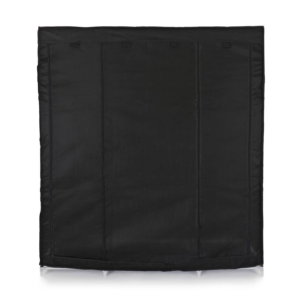 Kledingkast kast afneembare stoffen kledingkast 150 x 45 x 175 cm zwart met 3 roldeuren