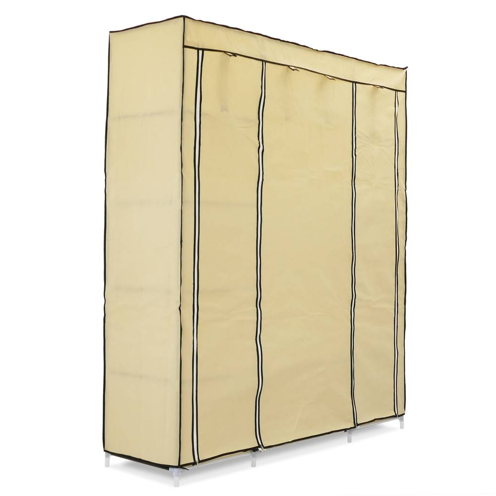 Garderobe Stoffschrank Faltschrank Kleiderschrank 150 x 45 x 175 cm beige mit 3 Rolltore