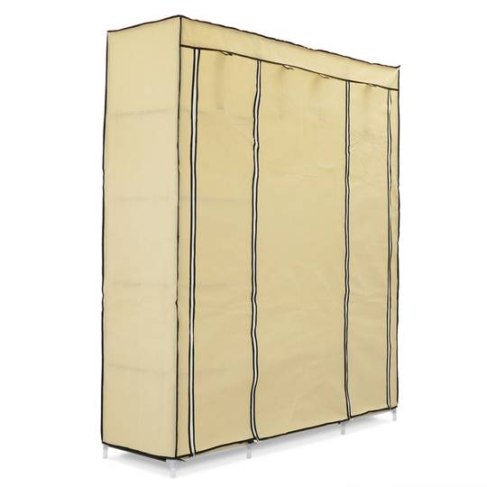 Garderobe Stoffschrank Faltschrank Kleiderschrank 150 x 45 x 175 cm beige mit 3 Rolltore