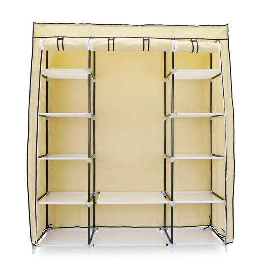 Garderobe Stoffschrank Faltschrank Kleiderschrank 150 x 45 x 175 cm beige mit 3 Rolltore
