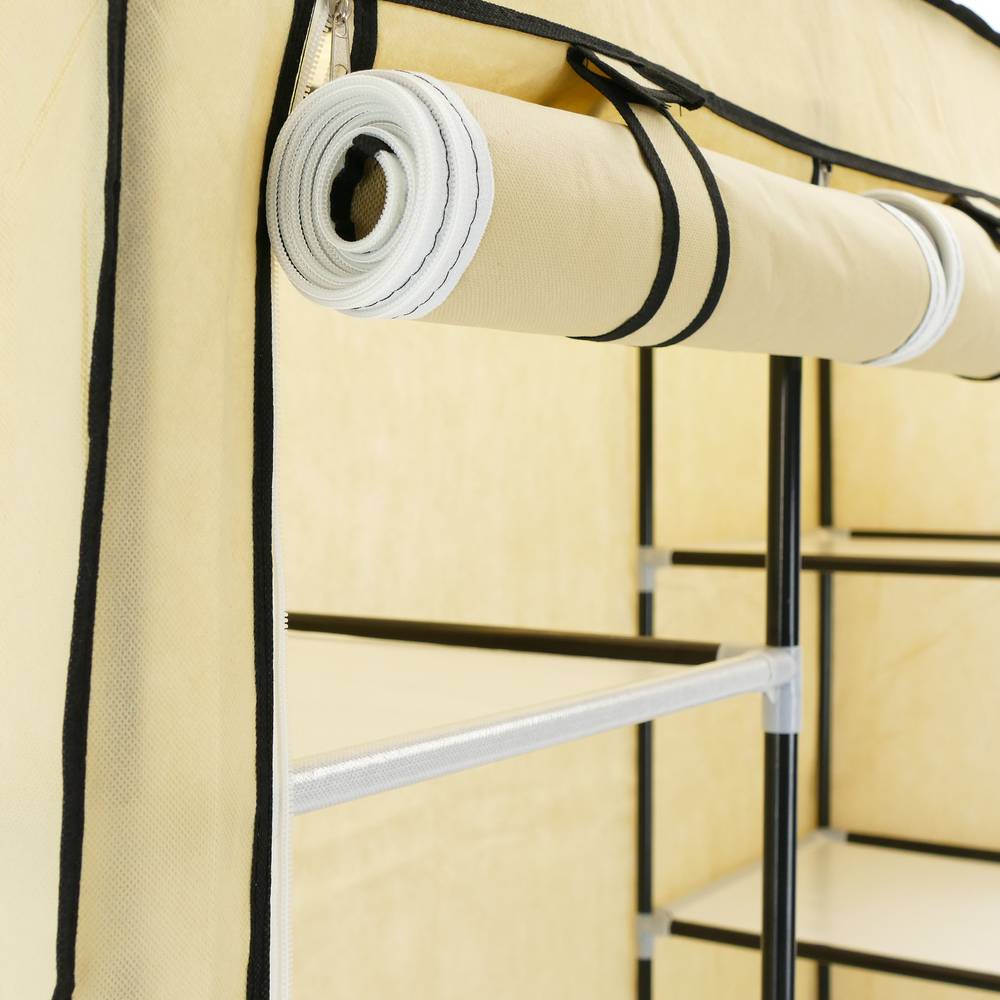 Garderobe Stoffschrank Faltschrank Kleiderschrank 150 x 45 x 175 cm beige mit 3 Rolltore
