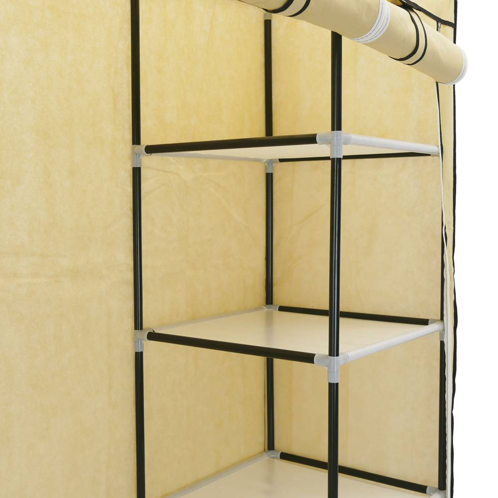 Garderobe Stoffschrank Faltschrank Kleiderschrank 150 x 45 x 175 cm beige mit 3 Rolltore
