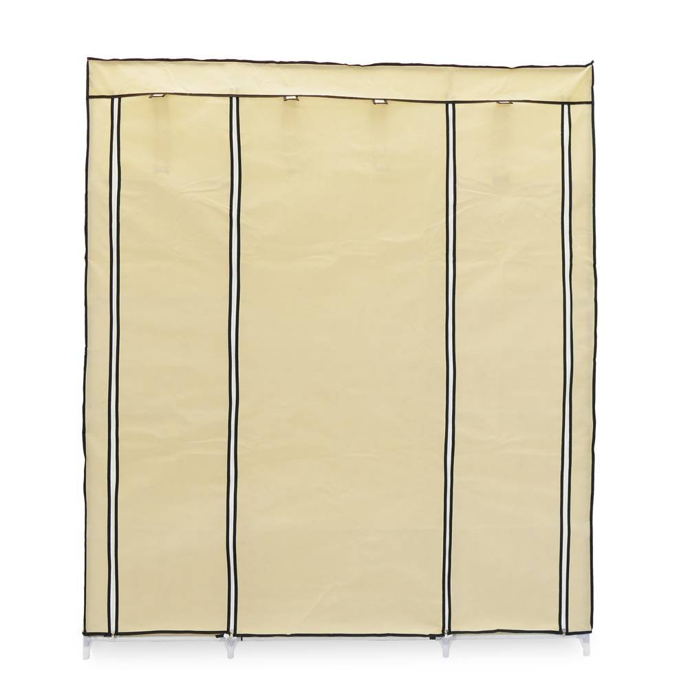 Garderobe Stoffschrank Faltschrank Kleiderschrank 150 x 45 x 175 cm beige mit 3 Rolltore