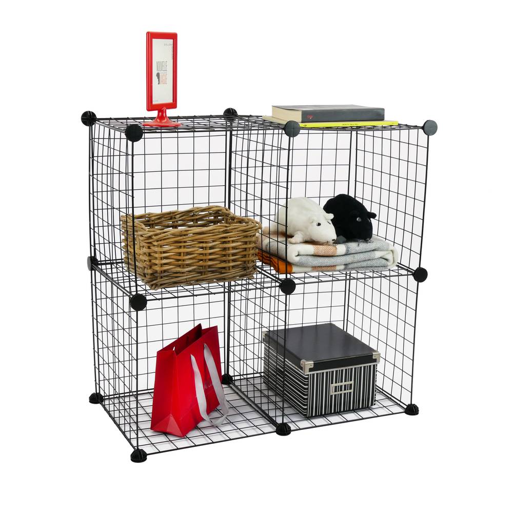Armadio guardaroba scaffale modulare di 4 cubi 35x35cm metallo nero