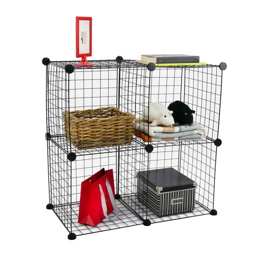 Armadio guardaroba scaffale modulare di 4 cubi 35x35cm metallo nero