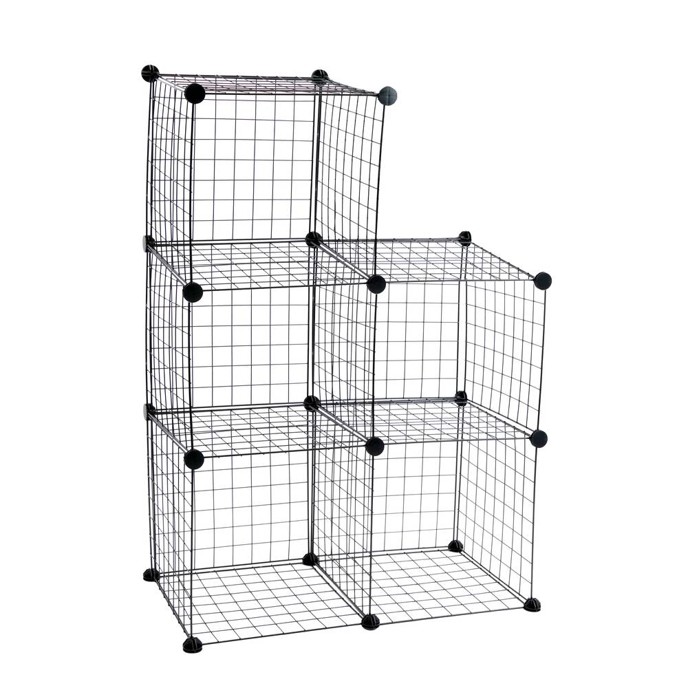 Modular shelving closet storage organizing 5 metal cube 35x35cm black
