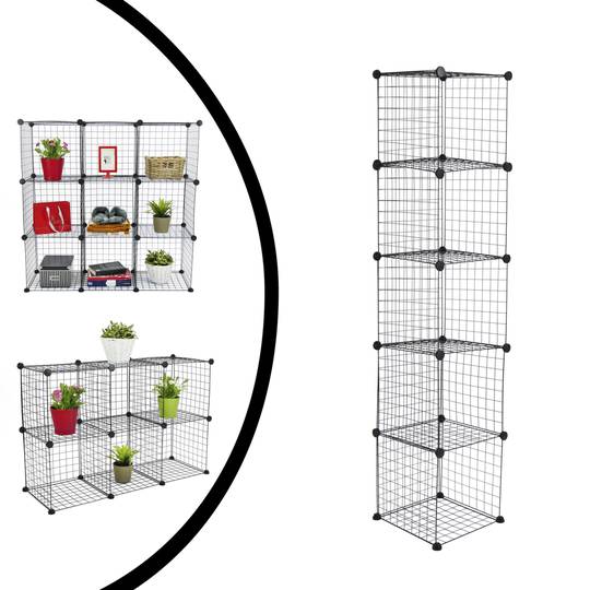 Armadio guardaroba scaffale modulare di 5 cubi 35x35cm metallo nero