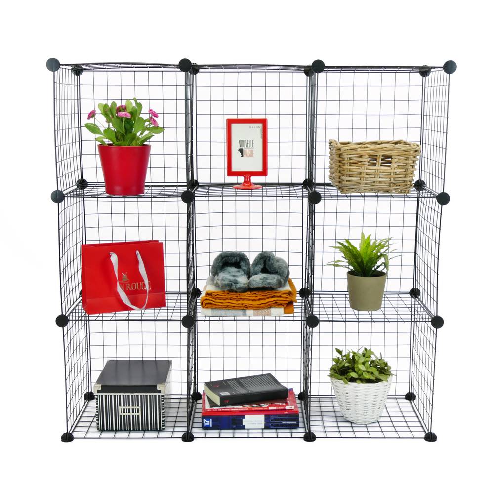 Modular shelving closet storage organizing 5 metal cube 35x35cm black