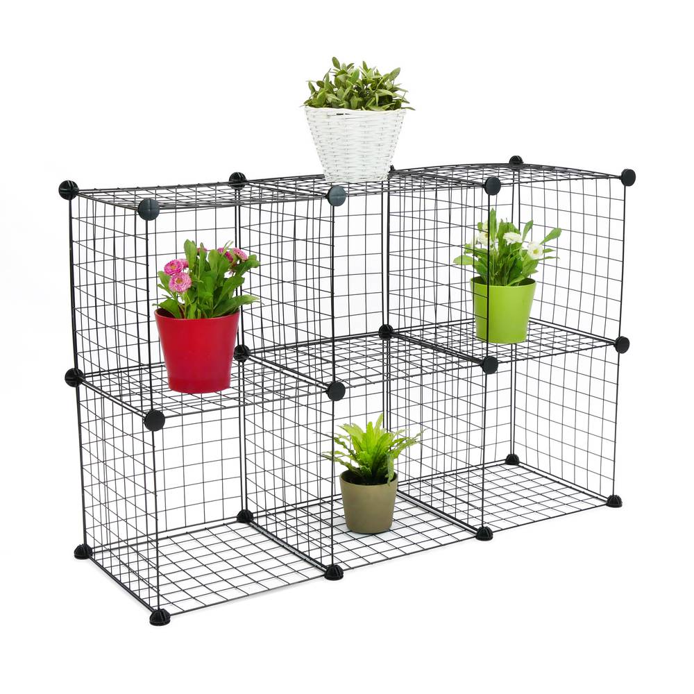 Modular shelving closet storage organizing 5 metal cube 35x35cm black