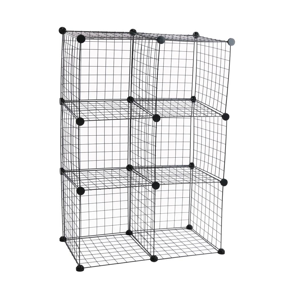 Modulaire organisatorkast 6-kubus planken 35x35cm zwart metaal