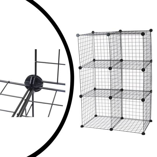 Modulaire organisatorkast 6-kubus planken 35x35cm zwart metaal