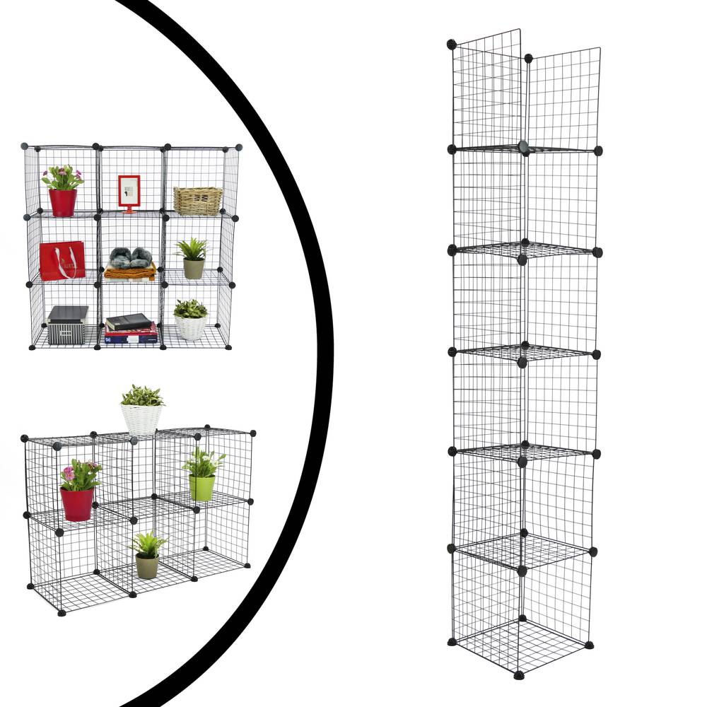 Modulaire organisatorkast 6-kubus planken 35x35cm zwart metaal