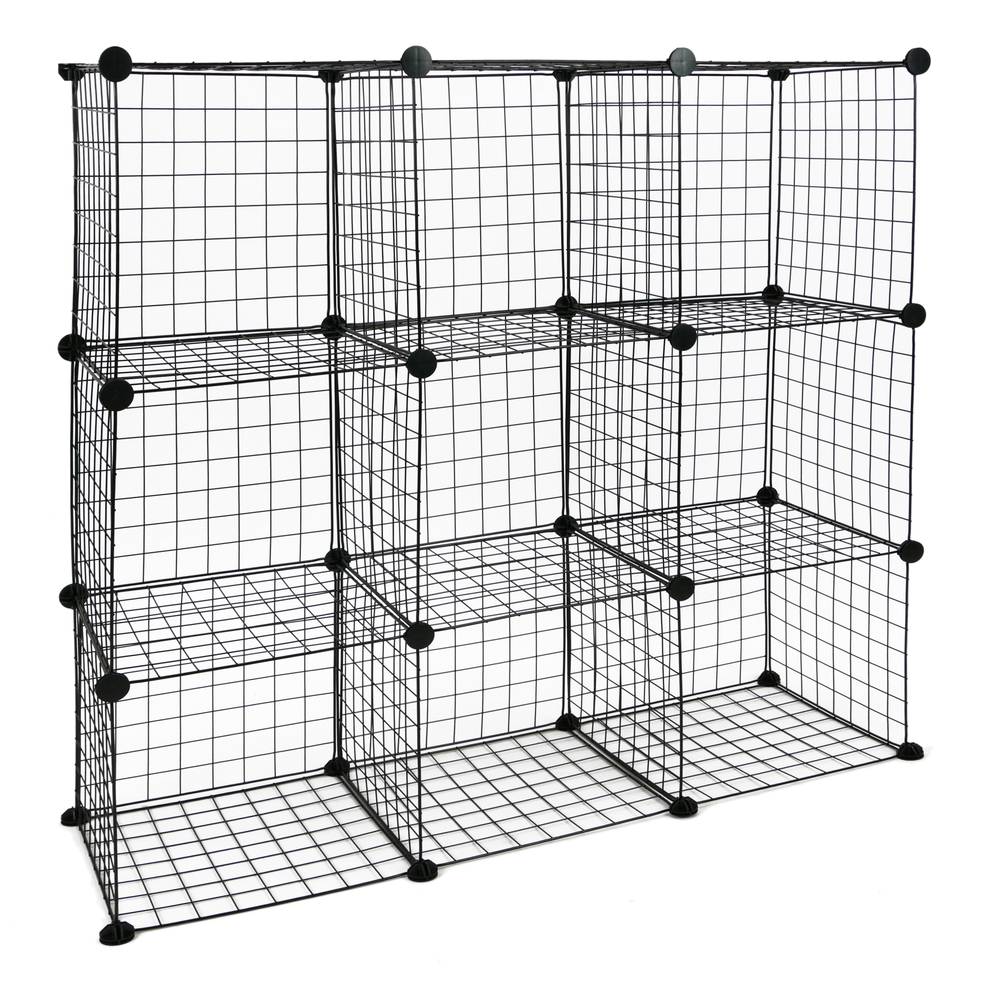 Modular shelving closet storage organizing 9 metal cube 35x35cm black