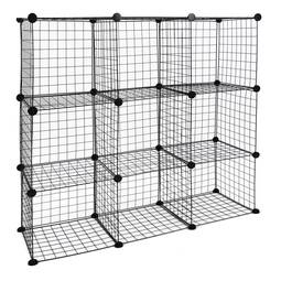 Modulaire organisatorkast Planken 9 kubussen 35x35cm zwart metaal