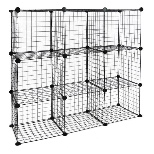 Modular shelving closet storage organizing 9 metal cube 35x35cm black