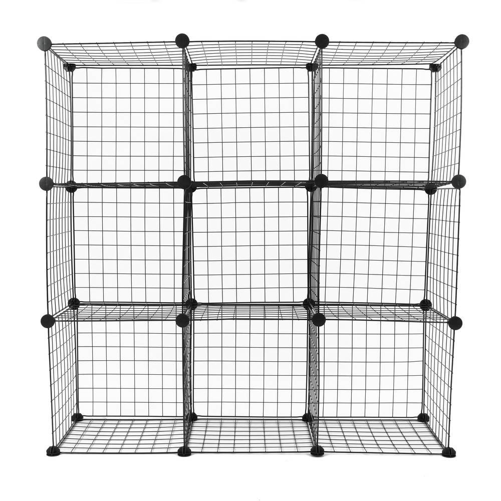 Modular shelving closet storage organizing 9 metal cube 35x35cm black