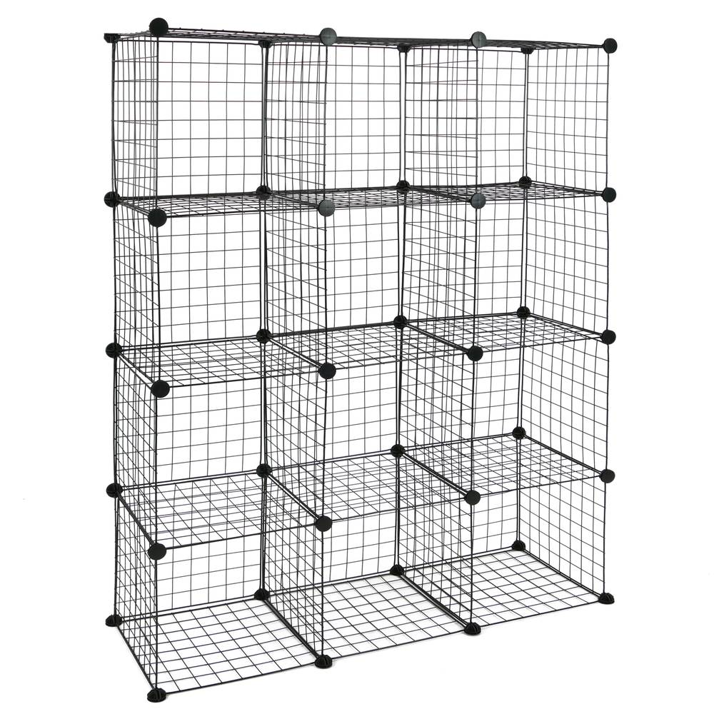 Modular shelving closet storage organizing 12 metal cube 35x35cm black