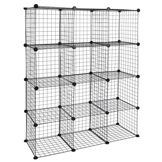 Modular shelving closet storage organizing 12 metal cube 35x35cm black
