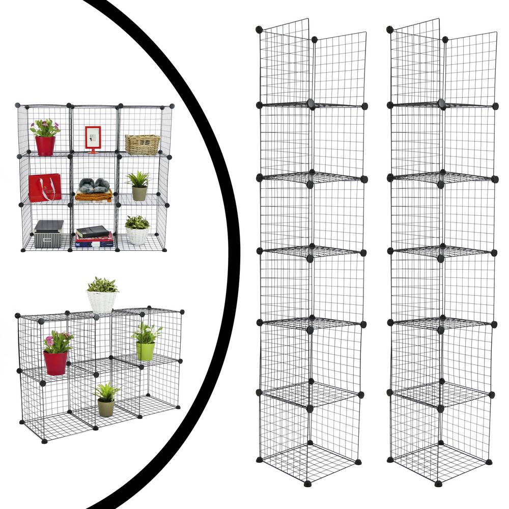 Modular shelving closet storage organizing 12 metal cube 35x35cm black