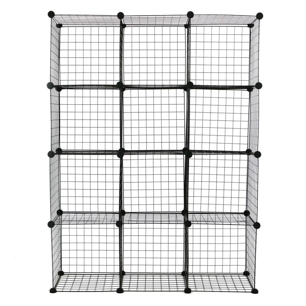 Modular shelving closet storage organizing 12 metal cube 35x35cm black