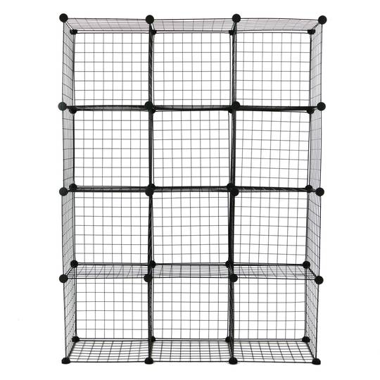 Modular shelving closet storage organizing 12 metal cube 35x35cm black