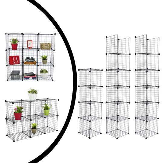 Armari organitzador modular Estanteries de 16 cubs de 35x35cm metall negre