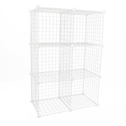 Armoire penderie cabinet etagère de 6 cubes de 35x35cm de métal blanc