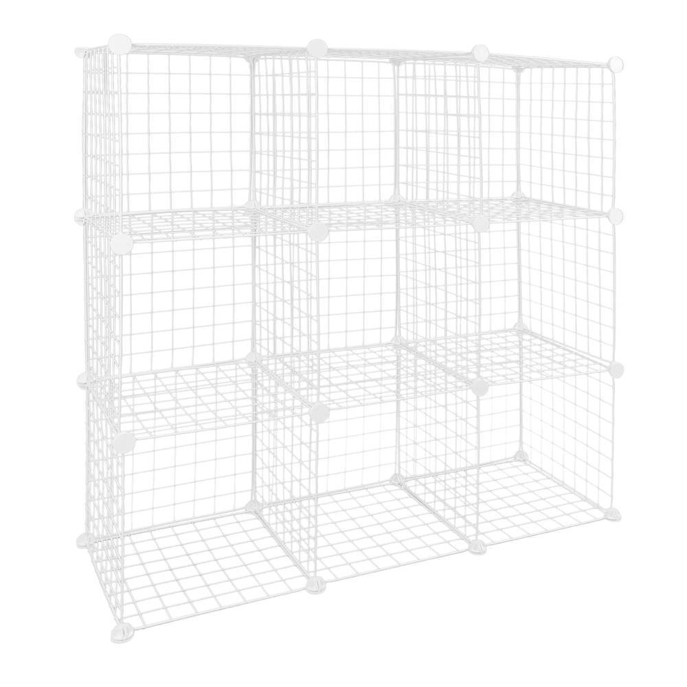Armadio guardaroba scaffale modulare di 9 cubi 35x35cm metallo bianco