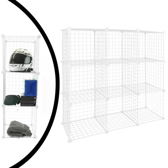 Armadio guardaroba scaffale modulare di 9 cubi 35x35cm metallo bianco
