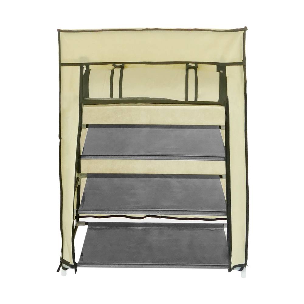 Armoire de rangement et chaussures en tissu 60 x 30 x 76 cm beige avec porte rouleau