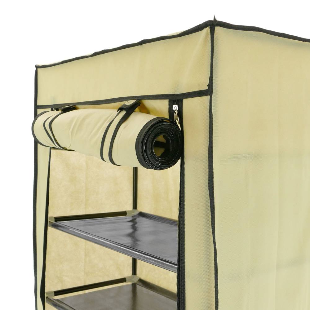 Armoire de rangement et chaussures en tissu 60 x 30 x 76 cm beige avec porte rouleau