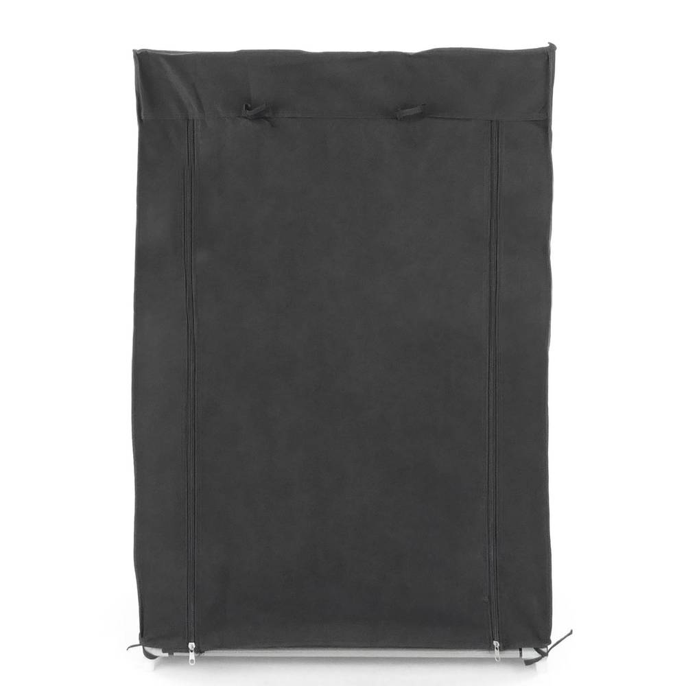 Armario ropero y zapatero de tela desmontable 60 x 30 x 93 cm negro con puerta enrollable