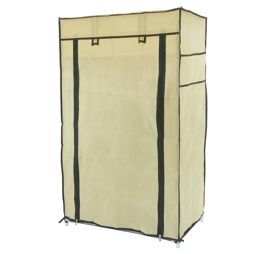 Armoire de rangement et chaussures en tissu 60 x 30 x 110 cm beige avec porte rouleau