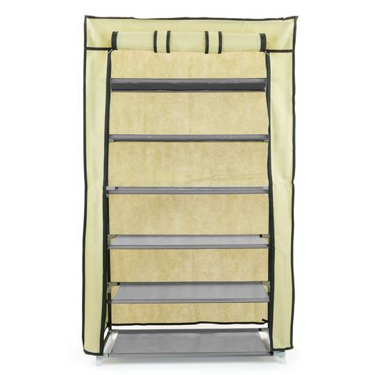 Armoire de rangement et chaussures en tissu 60 x 30 x 110 cm beige avec porte rouleau