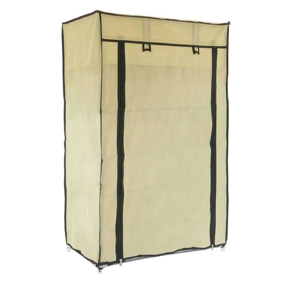 Armoire de rangement et chaussures en tissu 60 x 30 x 110 cm beige avec porte rouleau