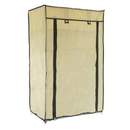 Armoire de rangement et chaussures en tissu 60 x 30 x 110 cm beige avec porte rouleau