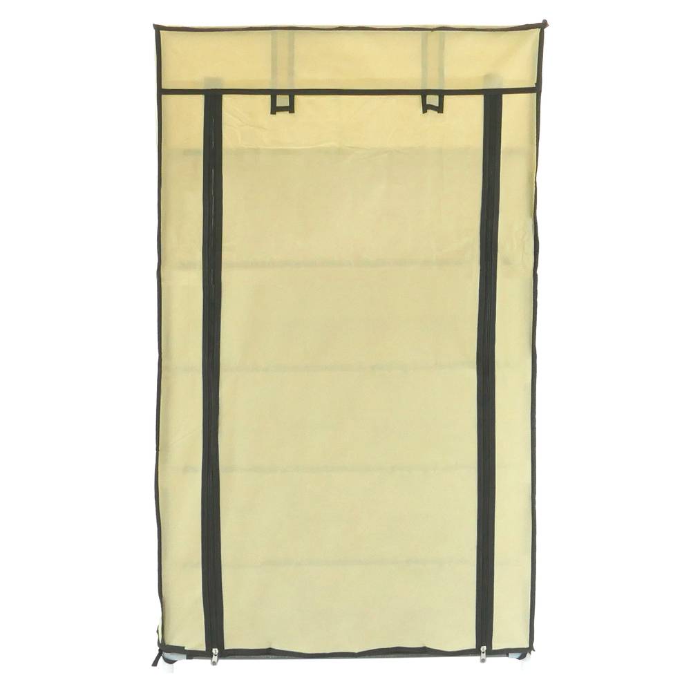 Armoire de rangement et chaussures en tissu 60 x 30 x 110 cm beige avec porte rouleau