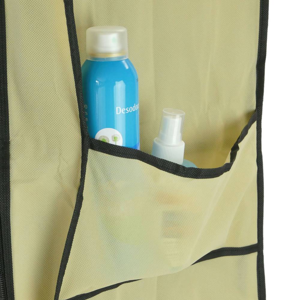 Armoire de rangement et chaussures en tissu 60 x 30 x 110 cm beige avec porte rouleau