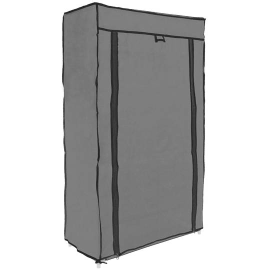 Armari rober guarda-roba i sabater de tela desmuntable 60 x 30 x 108 cm gris amb porta enrotllable