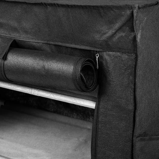 Fabric wardrobe for clothes and shoes storage and organiser 60 x 28 x 124 cm black with roll-up door