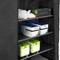 Fabric wardrobe for clothes and shoes storage and organiser 60 x 28 x 124 cm black with roll-up door